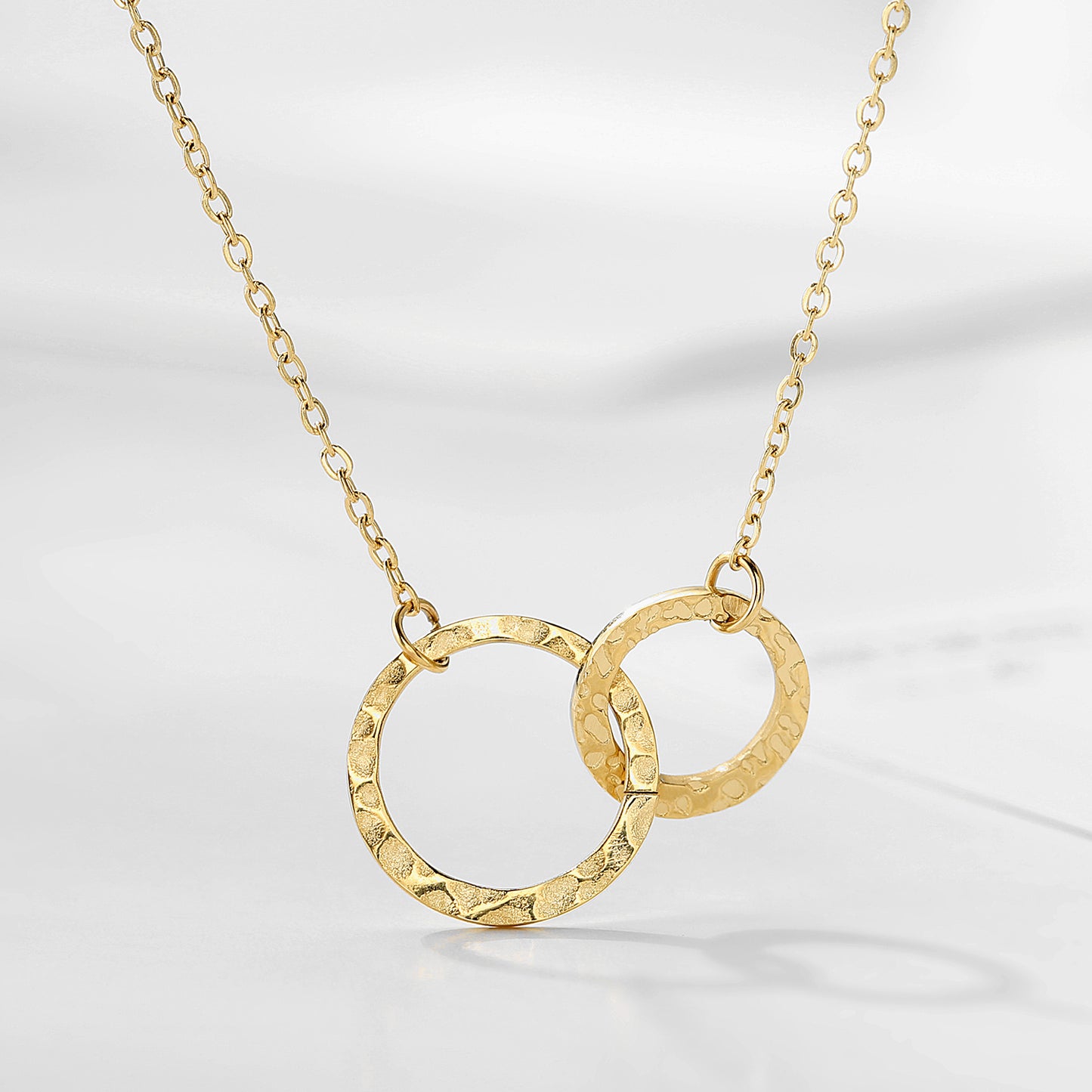 Crystal Circle Pendant Necklace – 14K Gold Plated on Stainless Steel