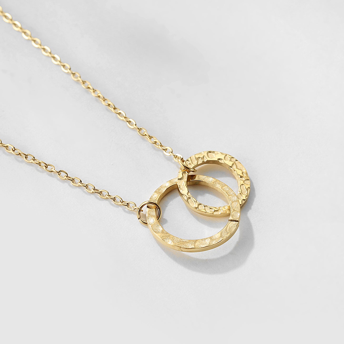 Crystal Circle Pendant Necklace – 14K Gold Plated on Stainless Steel
