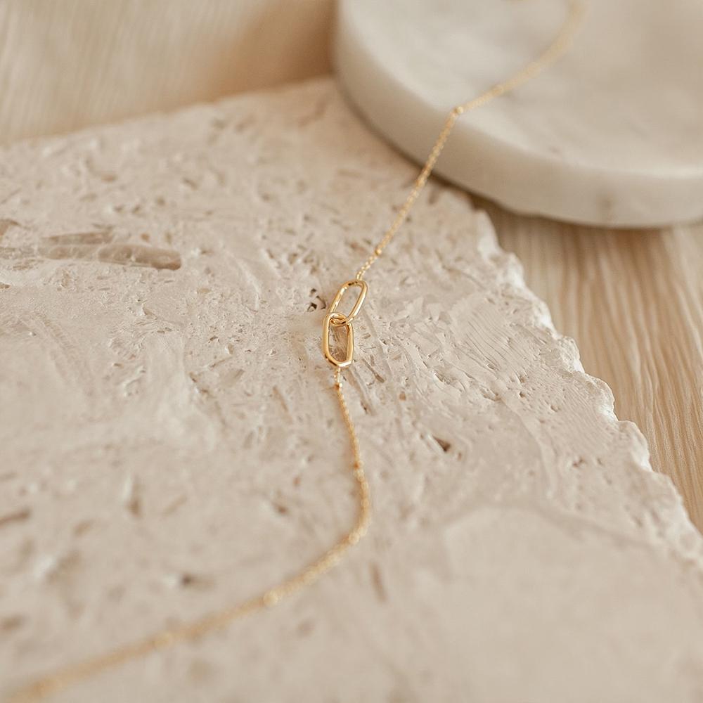 Infinity Pendant Bead Chain Necklace – 14K Gold Plated on Stainless Steel