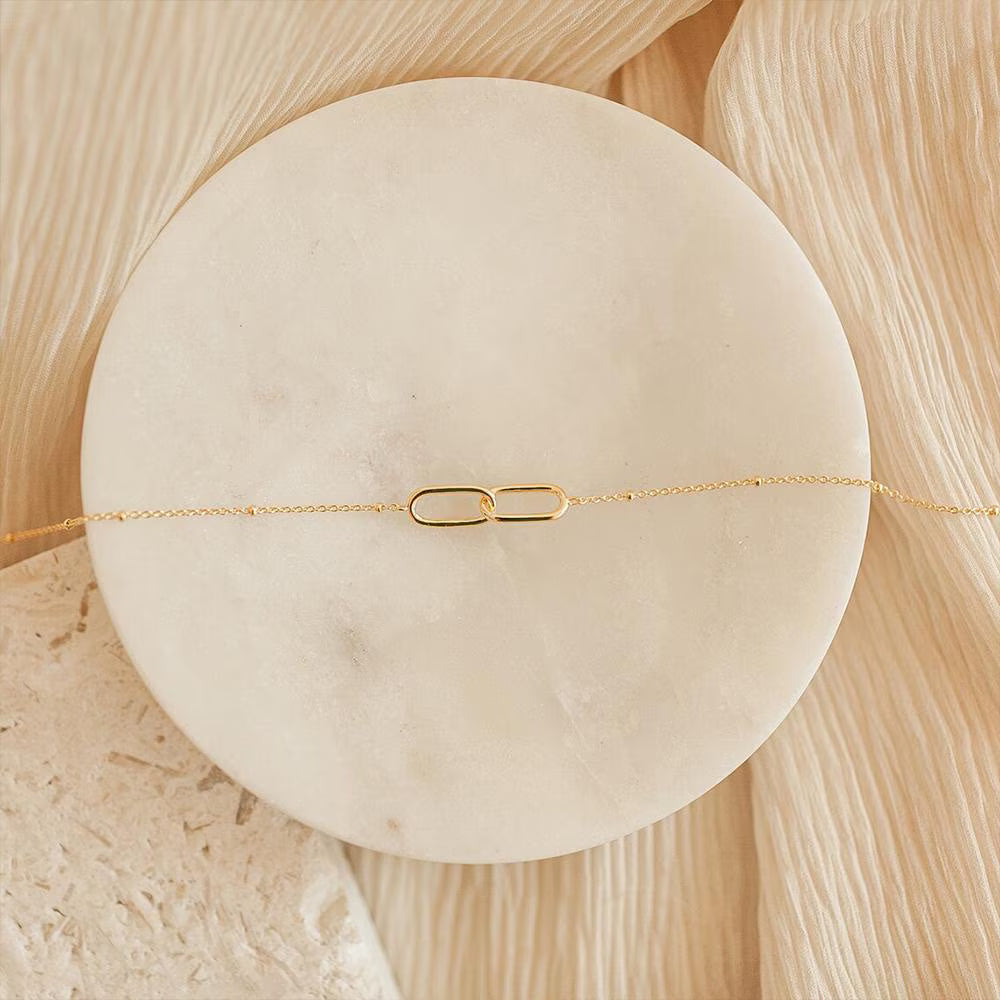 Infinity Pendant Bead Chain Necklace – 14K Gold Plated on Stainless Steel