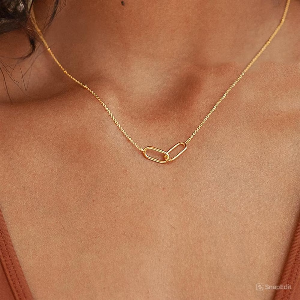 Infinity Pendant Bead Chain Necklace – 14K Gold Plated on Stainless Steel