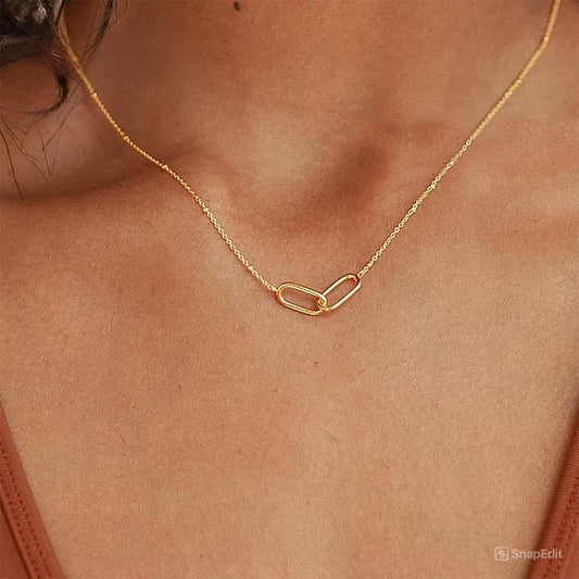 Infinity Pendant Bead Chain Necklace – 14K Gold Plated on Stainless Steel