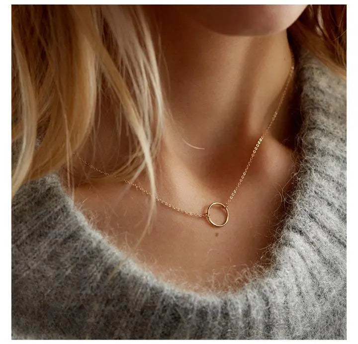Layered Geometric Pendant Necklace Set (3pcs) – 14K Gold Plated on Stainless Steel