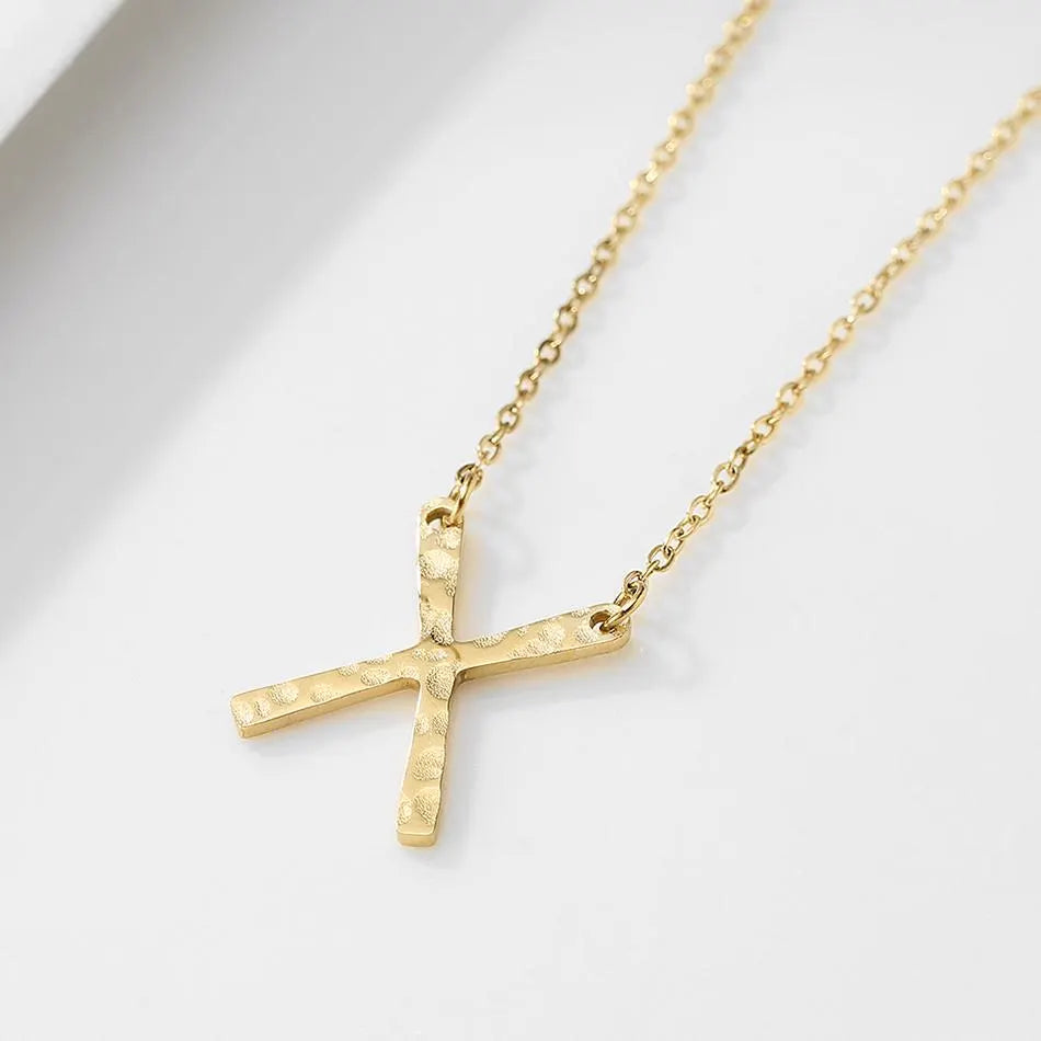 X Pendant Necklace – 14K Gold Plated on Stainless Steel