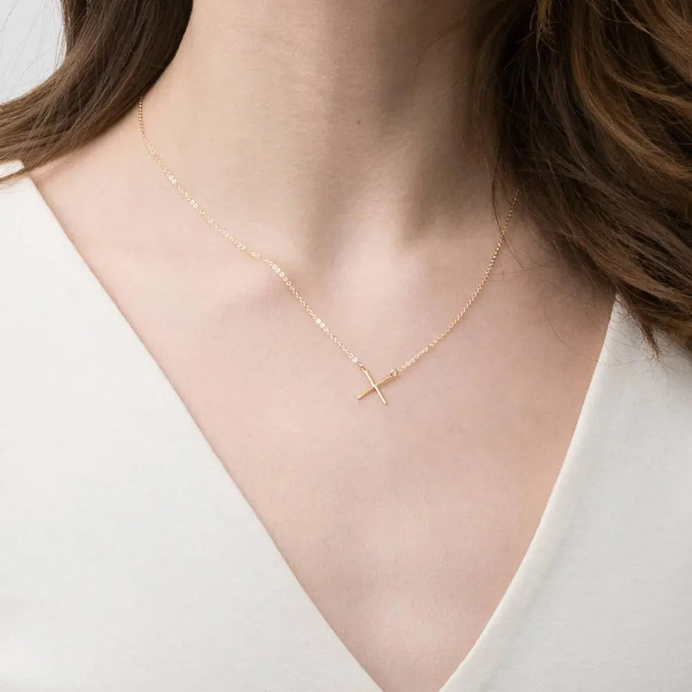 X Pendant Necklace – 14K Gold Plated on Stainless Steel