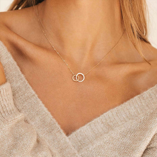 Crystal Circle Pendant Necklace – 14K Gold Plated on Stainless Steel