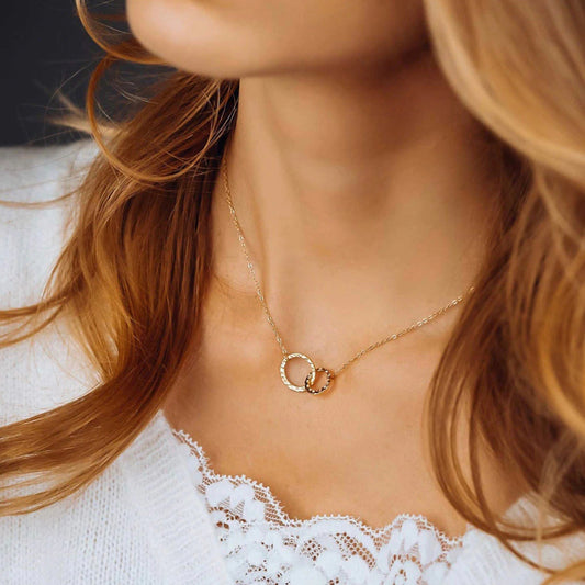 Crystal Circle Pendant Necklace – 14K Gold Plated on Stainless Steel