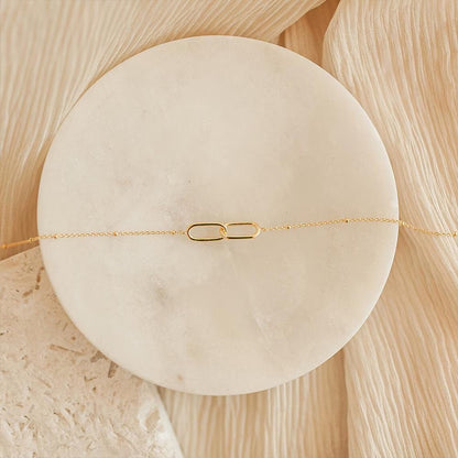 Infinity Pendant Bead Chain Necklace – 14K Gold Plated on Stainless Steel