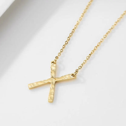 X Pendant Necklace – 14K Gold Plated on Stainless Steel