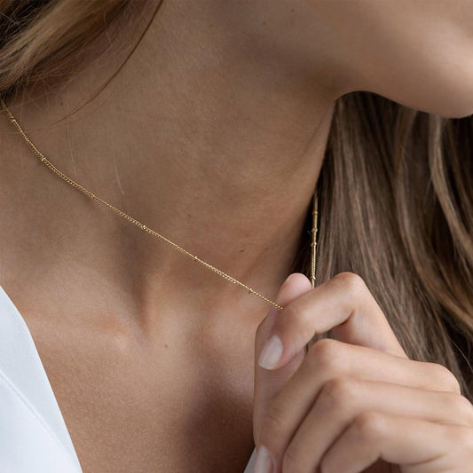 Minimalist Beaded Chain Necklace – 14K Gold Plated on 316L Stainless Steel